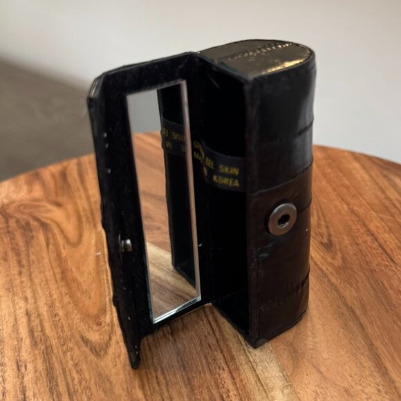 Vintage Black Eel Skin Coin Purse & Lipstick Case Set NWOT - Picture 7 of 11